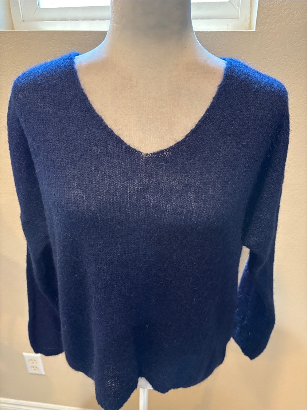 Classic V-Neck Lightweight Navy Sweater